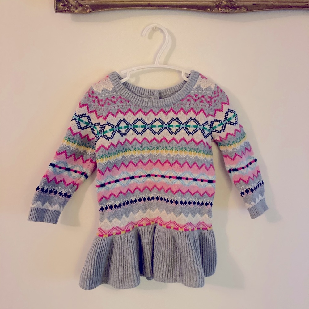 Vintage GAP Fair Isle Knit Sweater Dress 12-18 Months Baby GAP